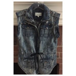 BP Collection Small Denim Blue Studded Top Vest